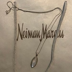 Large moonstone on sterling silver necklace